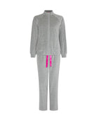 Pijama de invierno manga larga terciopelo gris con cremallera