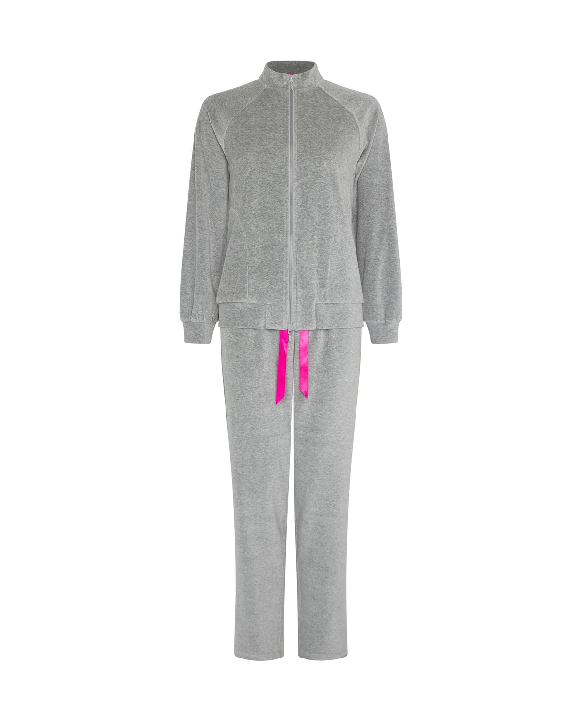 Pijama de invierno manga larga terciopelo gris con cremallera