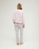 Pijama de invierno manga larga borreguillo malva de cuadros