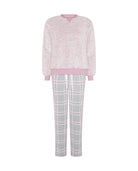 Pijama de invierno manga larga borreguillo malva de cuadros