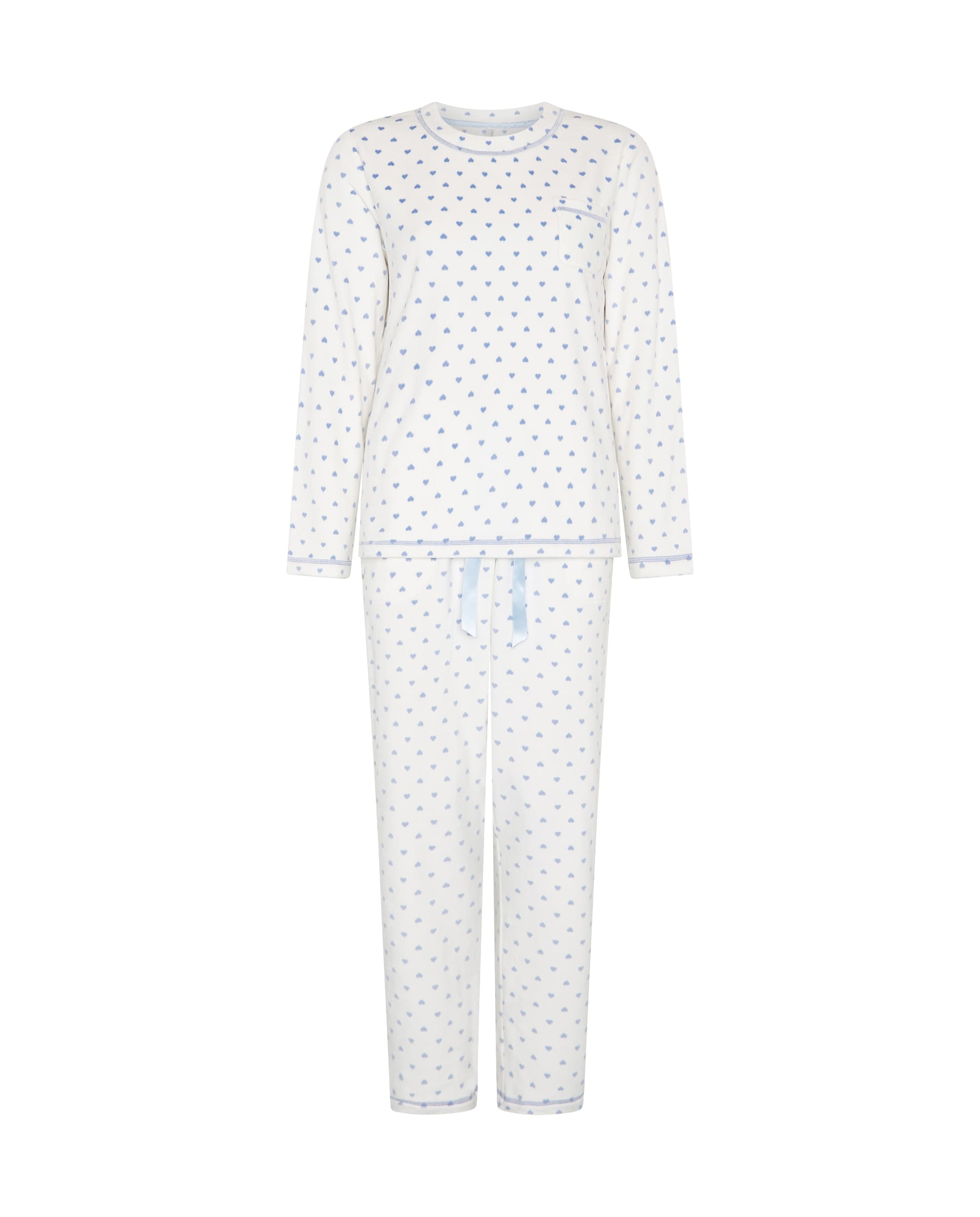 Pijama de invierno manga larga micropolar azul de corazones