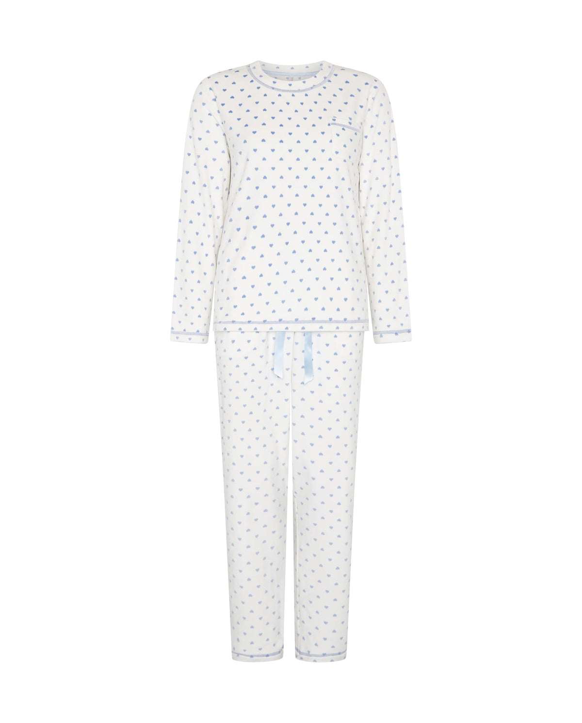 Pijama de invierno manga larga micropolar azul de corazones