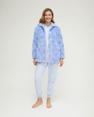 Conjunto pijama y bata de invierno vigoré azul de corazones