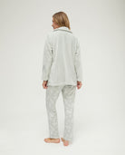 Conjunto pijama y bata de invierno jacquard verde de hojas