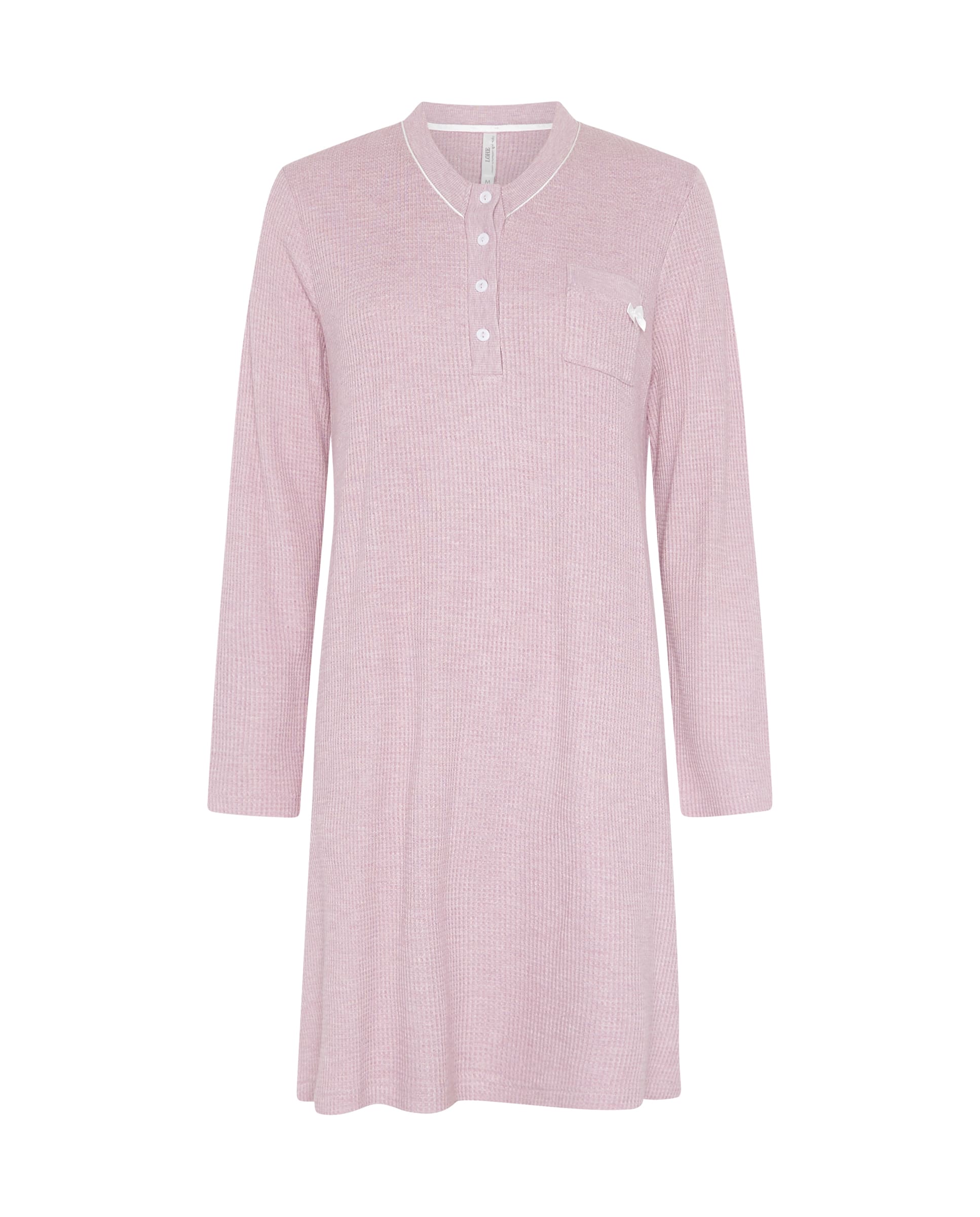 Camisón de invierno manga larga vigoré malva cuello pico de cuadritos