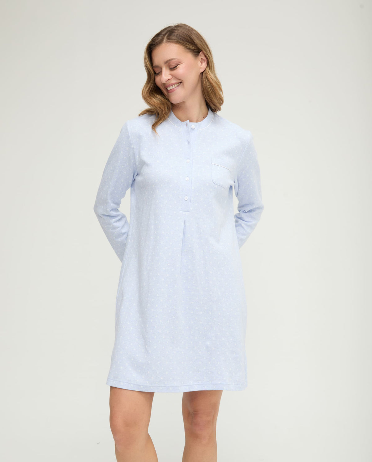 Camisón de invierno manga larga vigoré azul de corazones