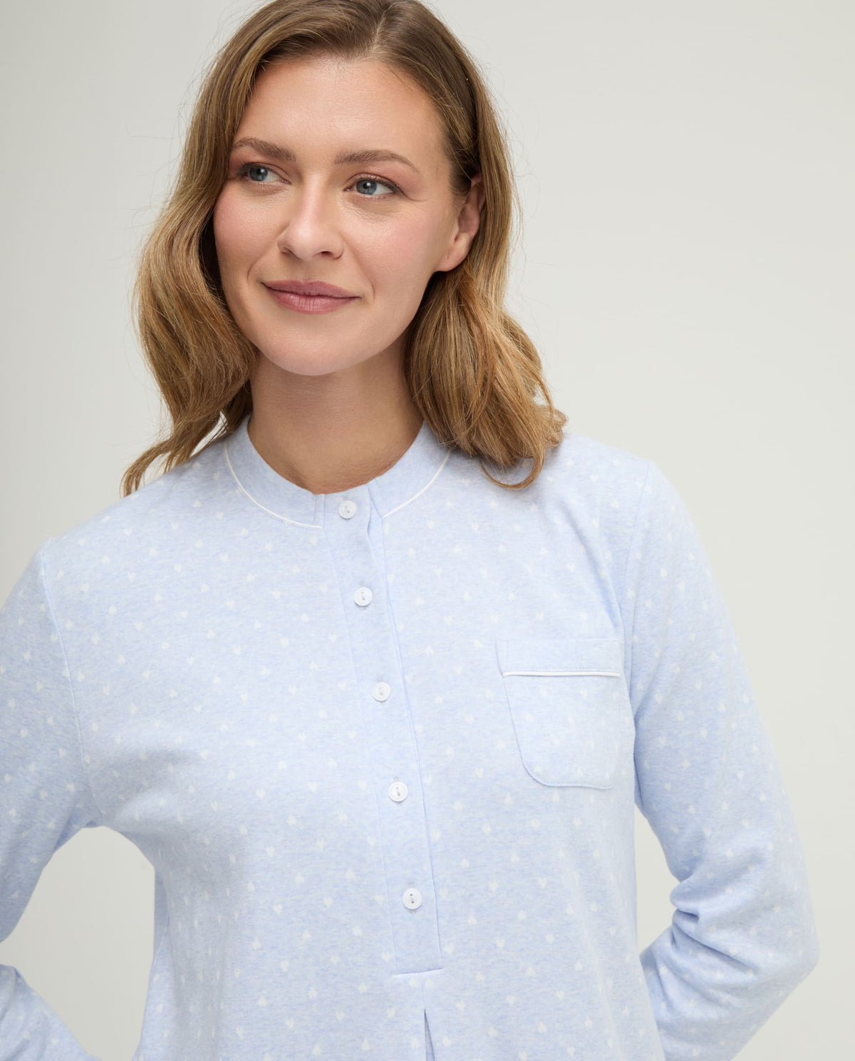 Camisón de invierno manga larga vigoré azul de corazones