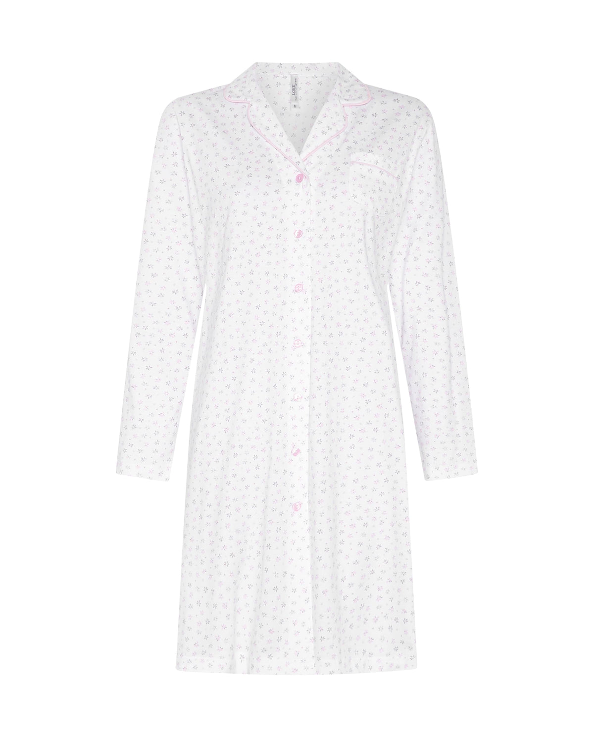 Camisón de invierno manga larga abierto rosa de florecitas