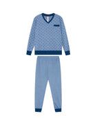 Pijama de niño de invierno manga larga azul de perritos
