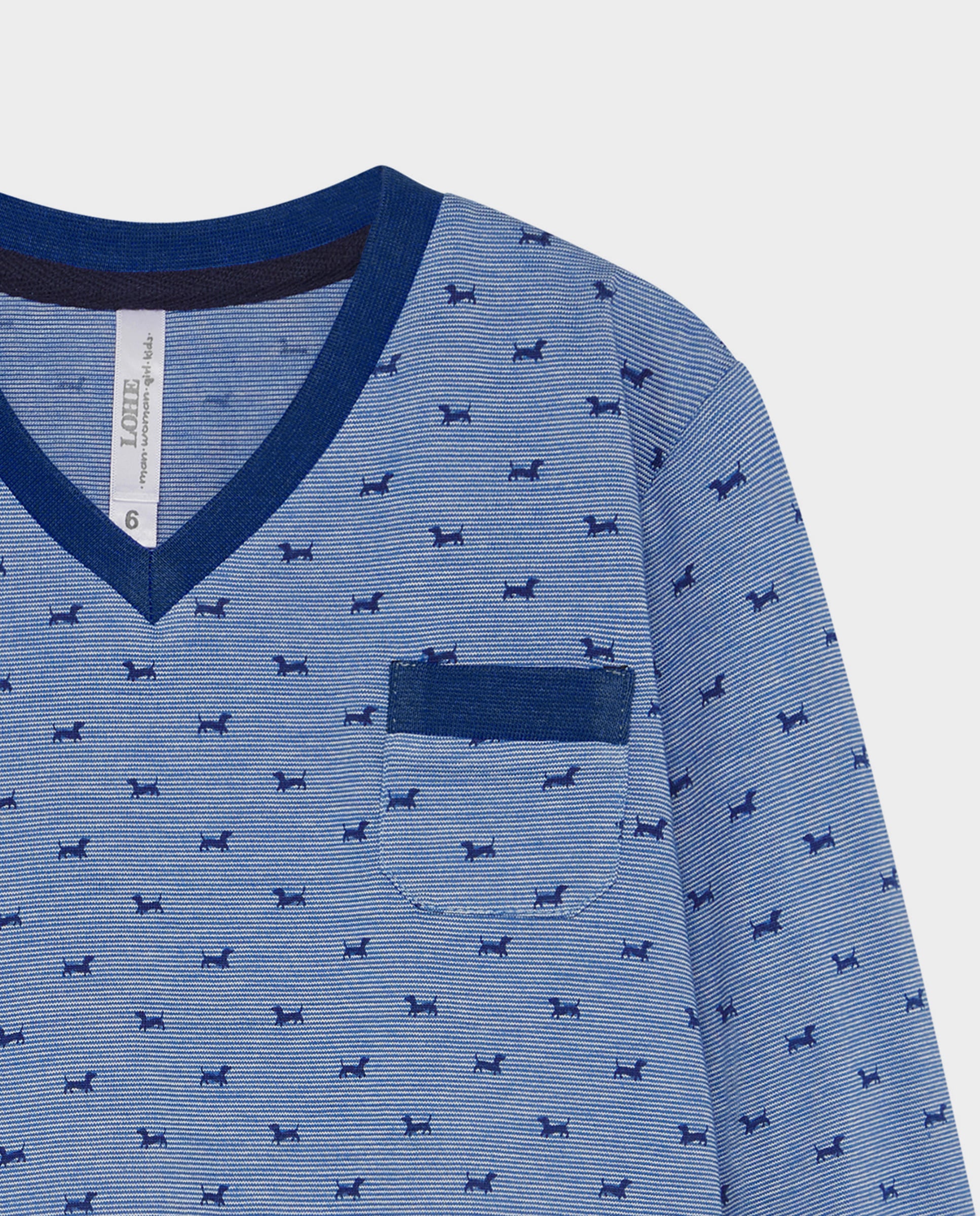 Pijama infantil de invierno de manga larga azul con perritos perfecto para las noches frías.