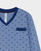 Pijama infantil de invierno de manga larga azul con perritos perfecto para las noches frías.