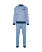 Pijama de hombre de invierno manga larga azul de perritos