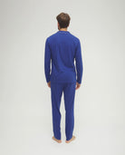 Pijama de hombre de invierno manga larga abierto azul corbatero