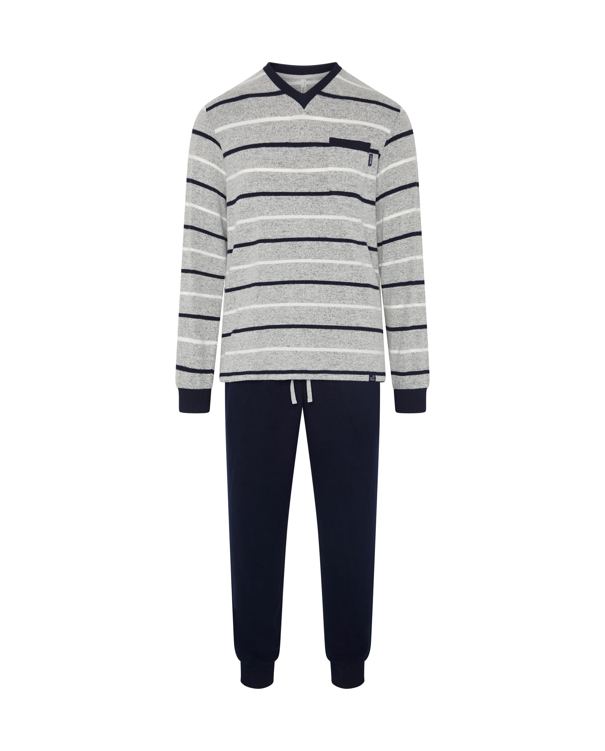 Pijama de hombre de invierno manga larga vigoré marino de rayas