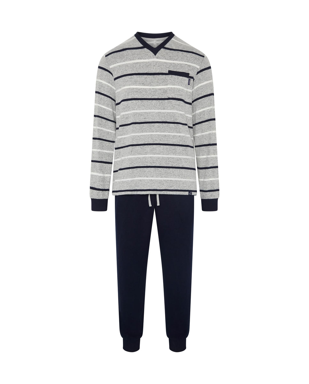 Pijama de hombre de invierno manga larga vigoré marino de rayas