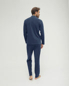 Pijama de hombre de invierno manga larga abierto gris con vivo