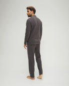 Pijama de hombre de invierno manga larga abierto gris con vivo