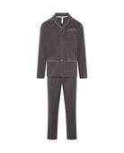 Pijama de hombre de invierno manga larga abierto gris con vivo