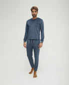Pijama de hombre de invierno manga larga vigoré gris cuello pico