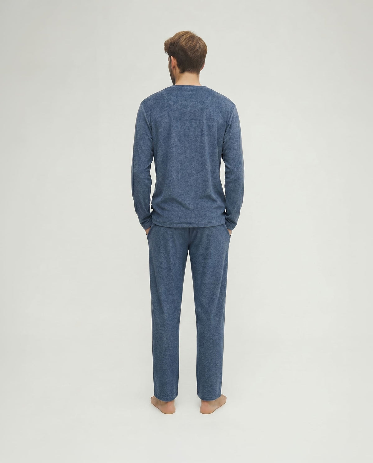 Pijama de hombre de invierno manga larga vigoré gris cuello pico