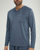 Pijama de hombre de invierno manga larga vigoré gris cuello pico