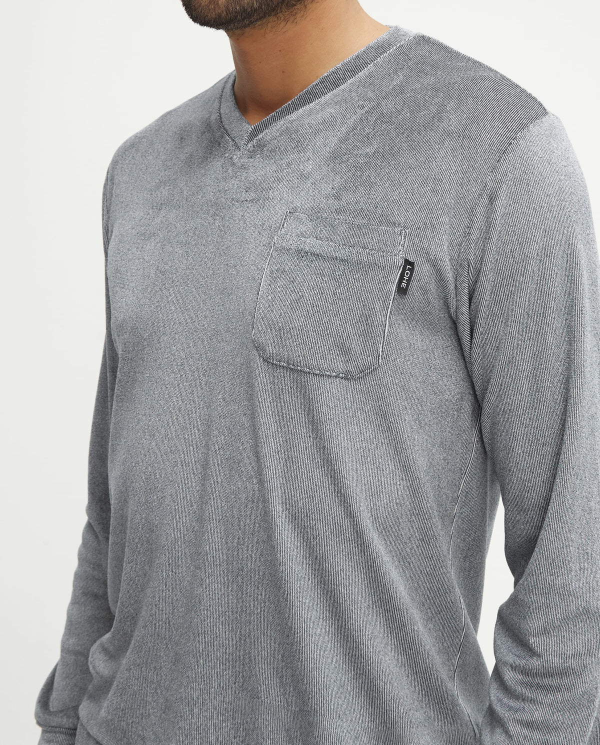Pijama de hombre de invierno manga larga vigoré gris cuello pico