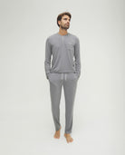 Pijama de hombre de invierno manga larga modal marino con botones