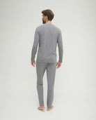 Pijama de hombre de invierno manga larga modal marino con botones
