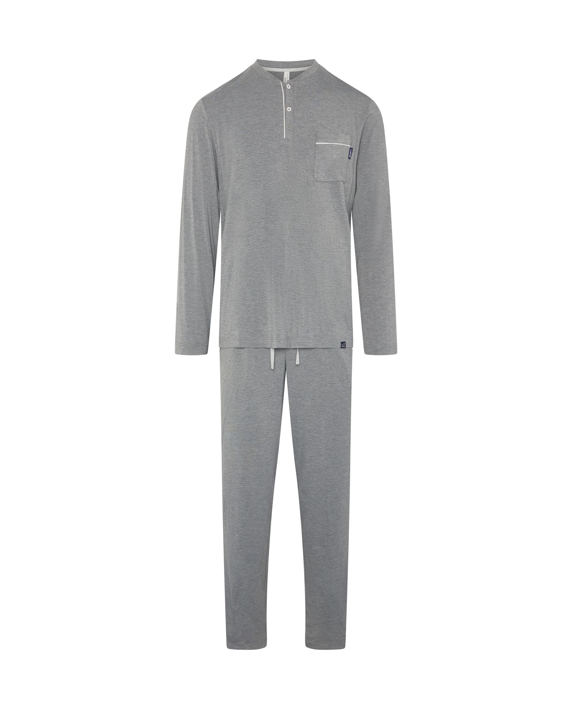Pijama de hombre de invierno manga larga modal marino con botones