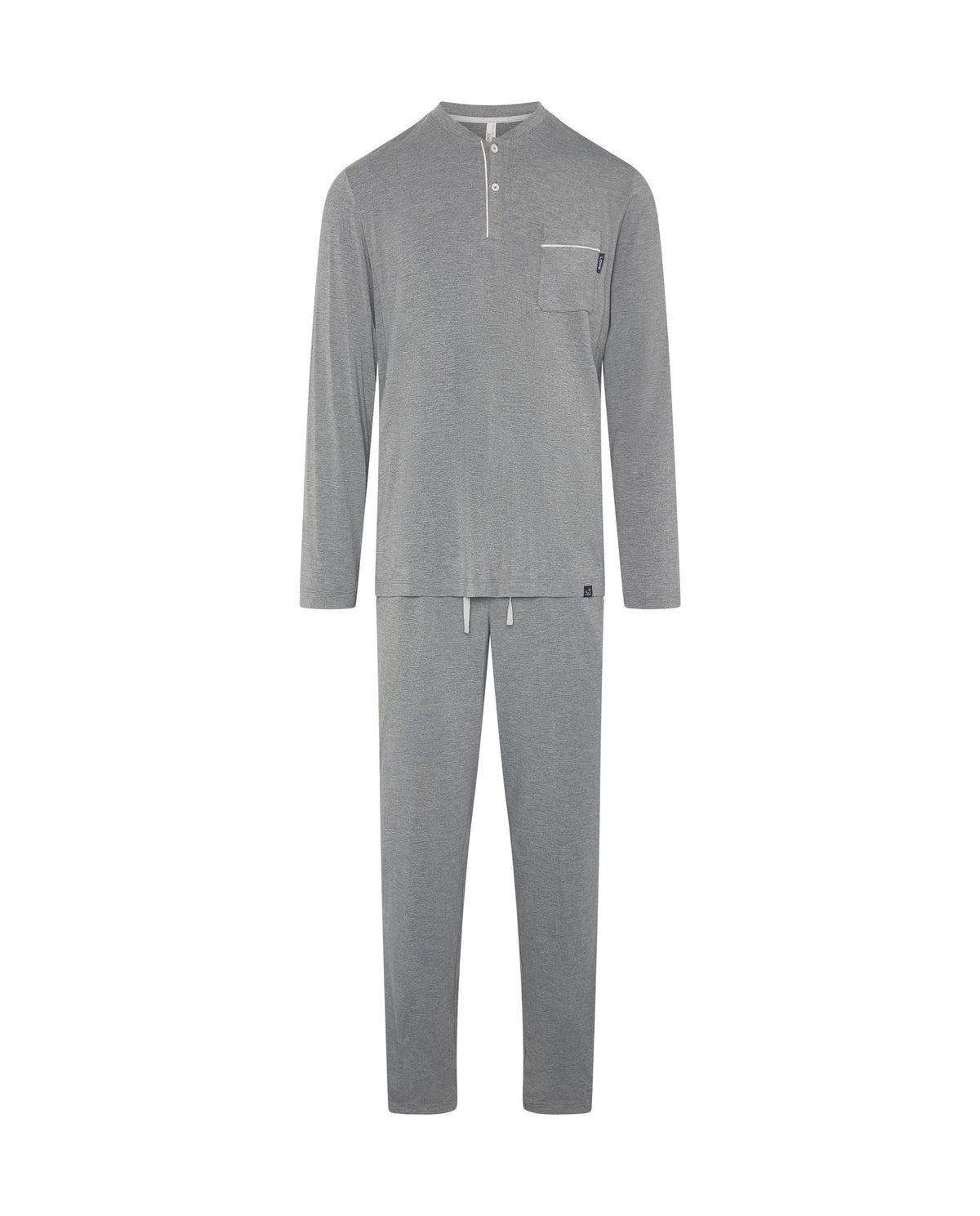 Pijama de hombre de invierno manga larga modal marino con botones