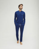 Pijama de hombre de invierno manga larga modal marino con botones
