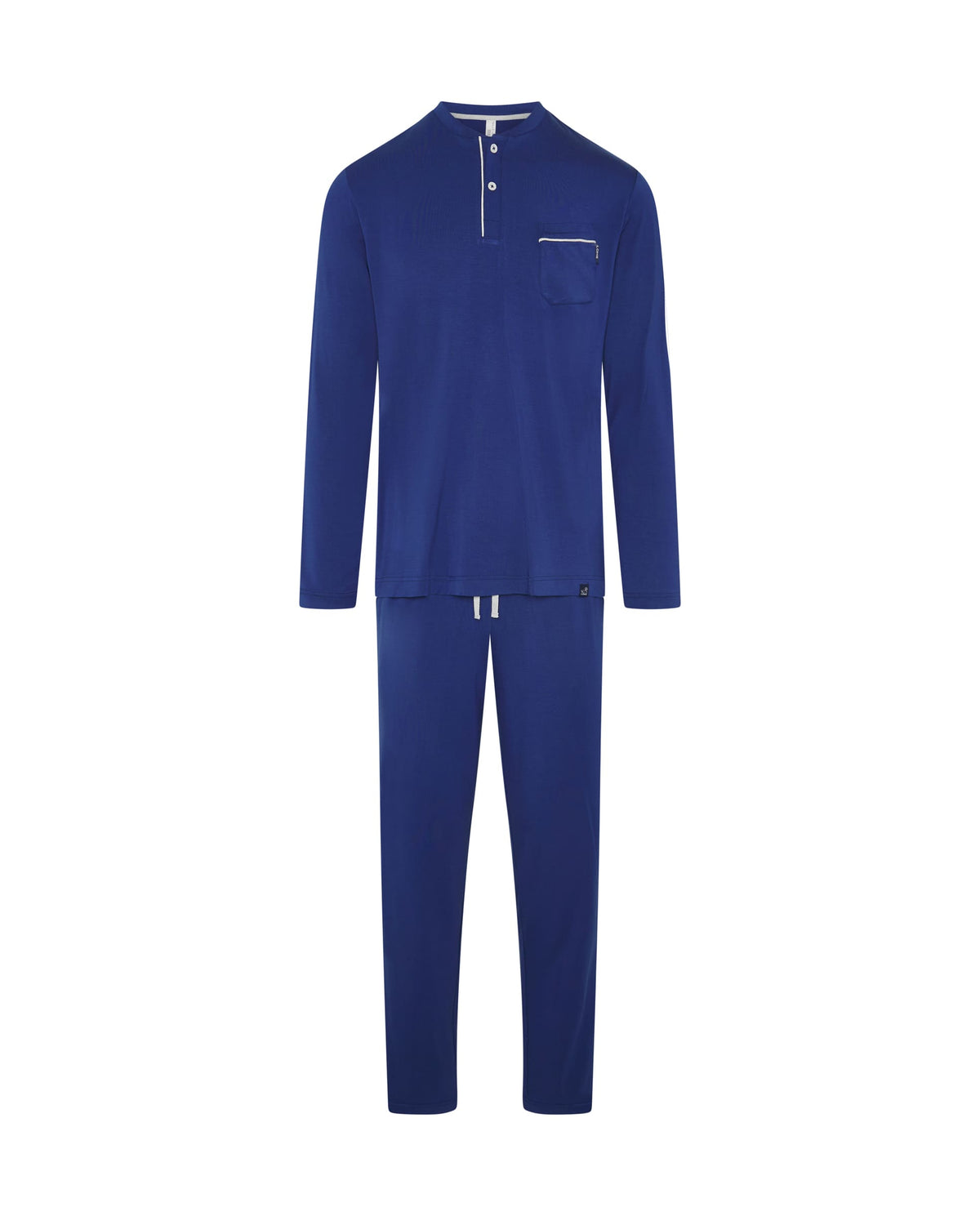 Pijama de hombre de invierno manga larga modal marino con botones