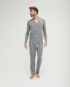 Pijama de hombre de invierno manga larga modal marino abierto
