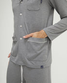 Pijama de hombre de invierno manga larga modal marino abierto