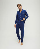 Pijama de hombre de invierno manga larga modal marino abierto