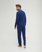 Pijama de hombre de invierno manga larga modal marino abierto