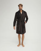 Bata de hombre de invierno jacquard marrón con cinturón