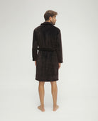 Bata de hombre de invierno jacquard marrón con cinturón