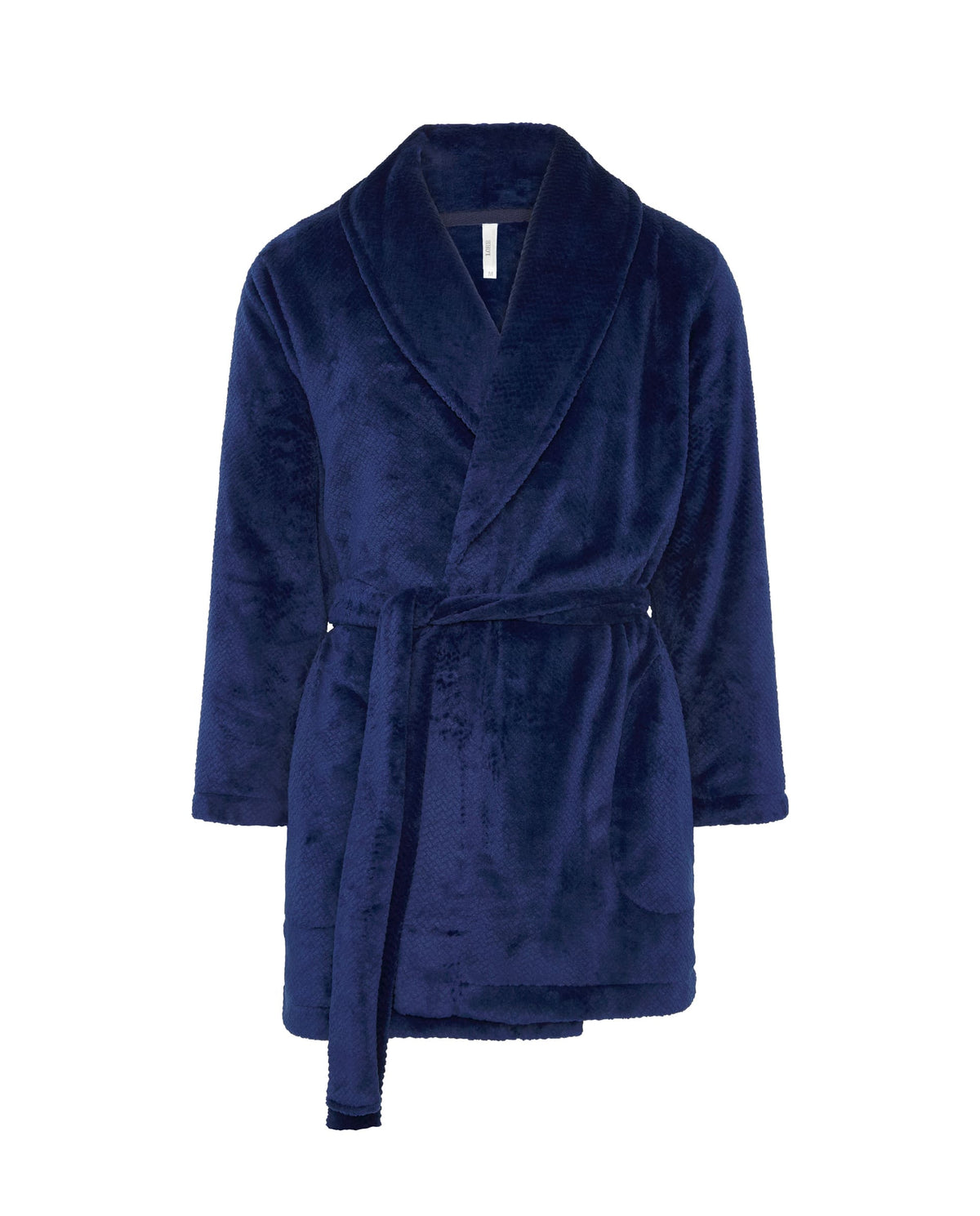 Bata corta de hombre de invierno jacquard azul con cinturón