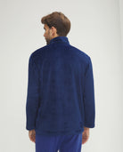 Bata corta de hombre de invierno jacquard azul con cremallera