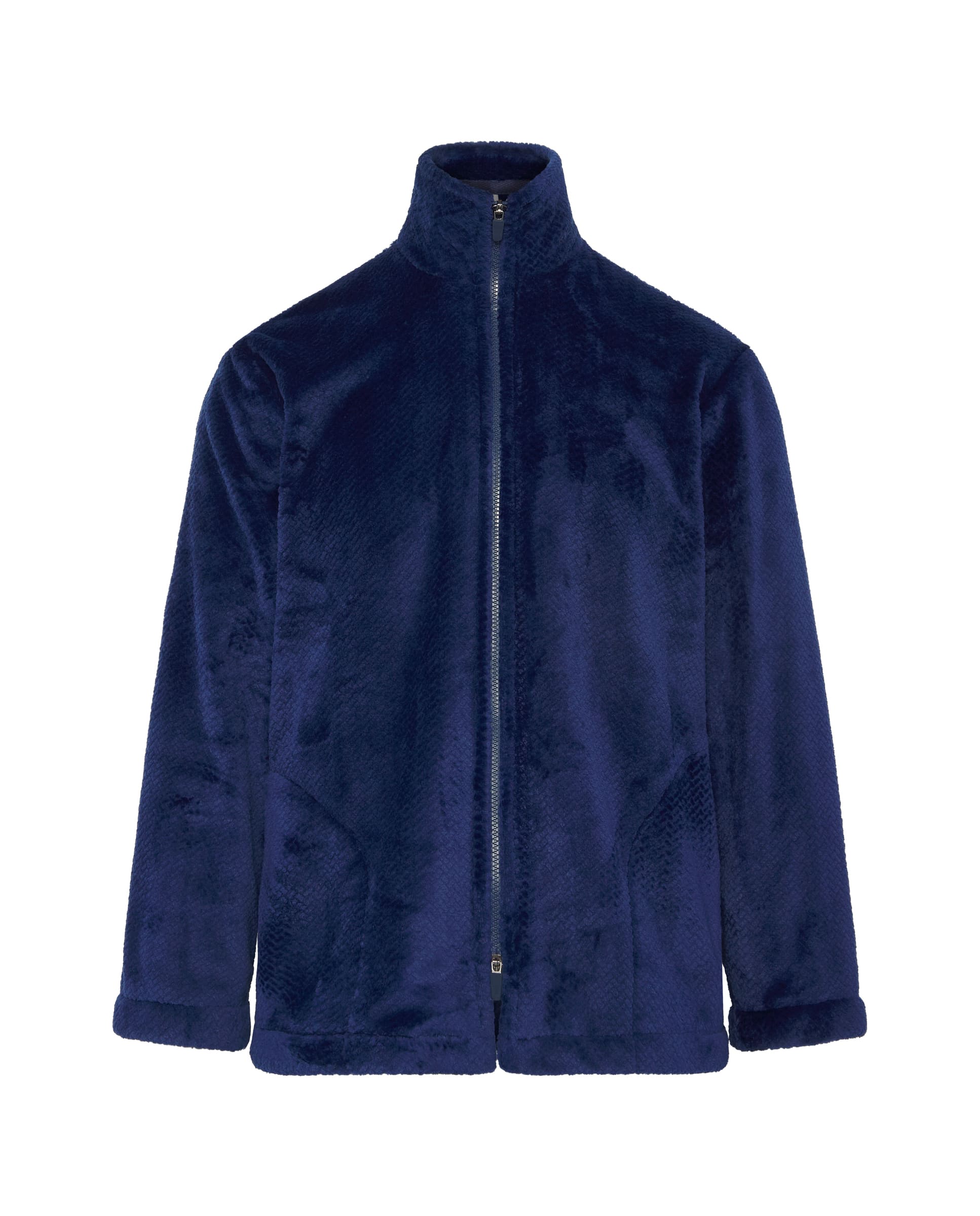 Bata corta de hombre de invierno jacquard azul con cremallera