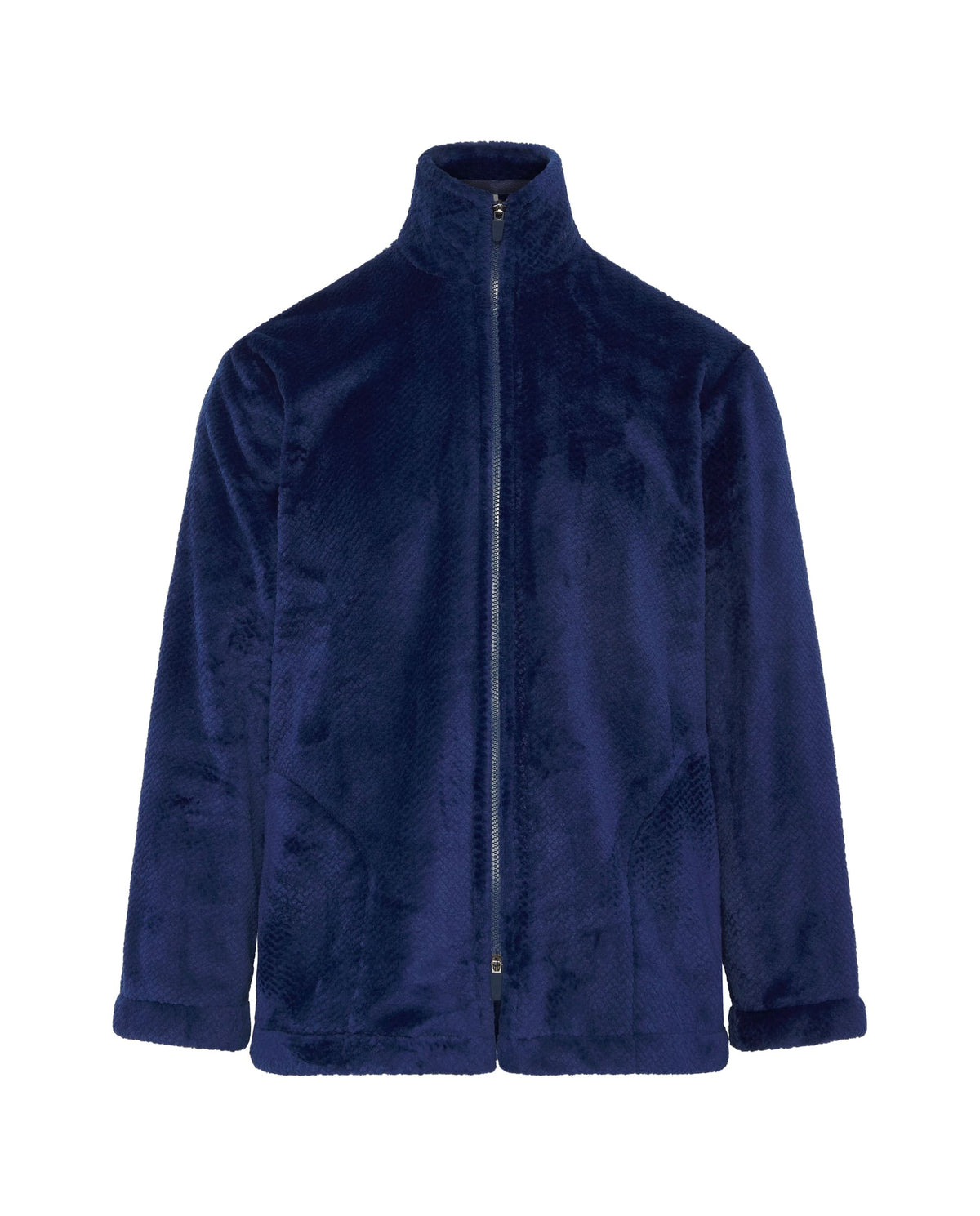 Bata corta de hombre de invierno jacquard azul con cremallera