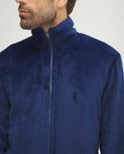 Bata corta de hombre de invierno jacquard azul con cremallera