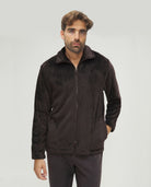 Bata corta de hombre de invierno jacquard marrón con cremallera