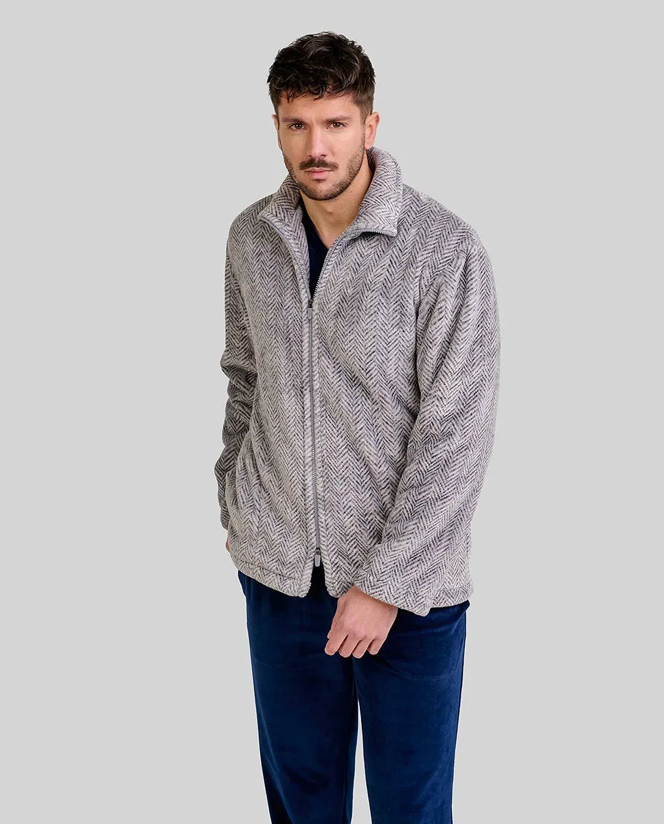 ✅ Bata corta de hombre con cremallera Espiga Gris | LOHE ®