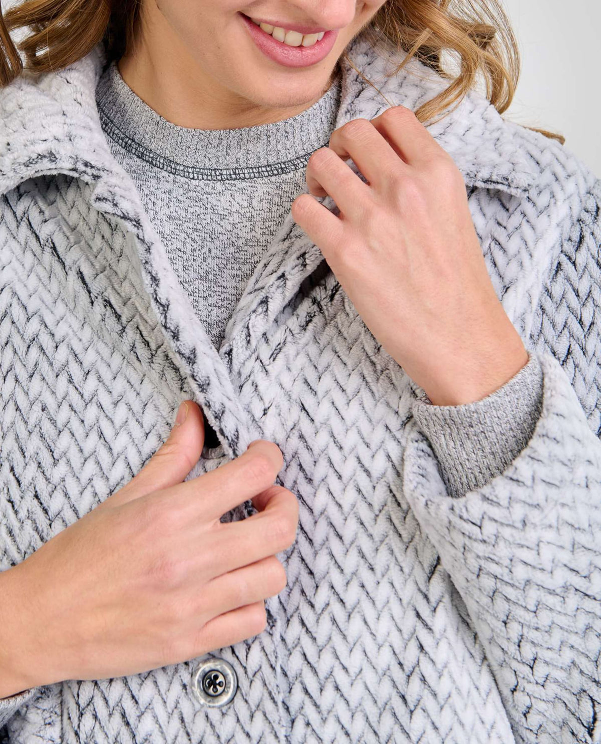 ✅ Bata corta mujer jacquard espiga gris | LOHE ®