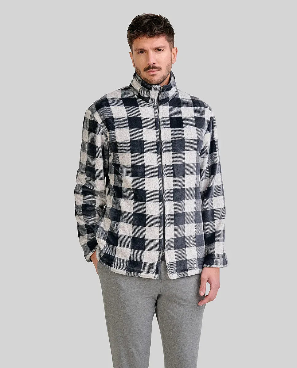 ✅ Bata hombre corta de cremallera a cuadros negros | LOHE ®
