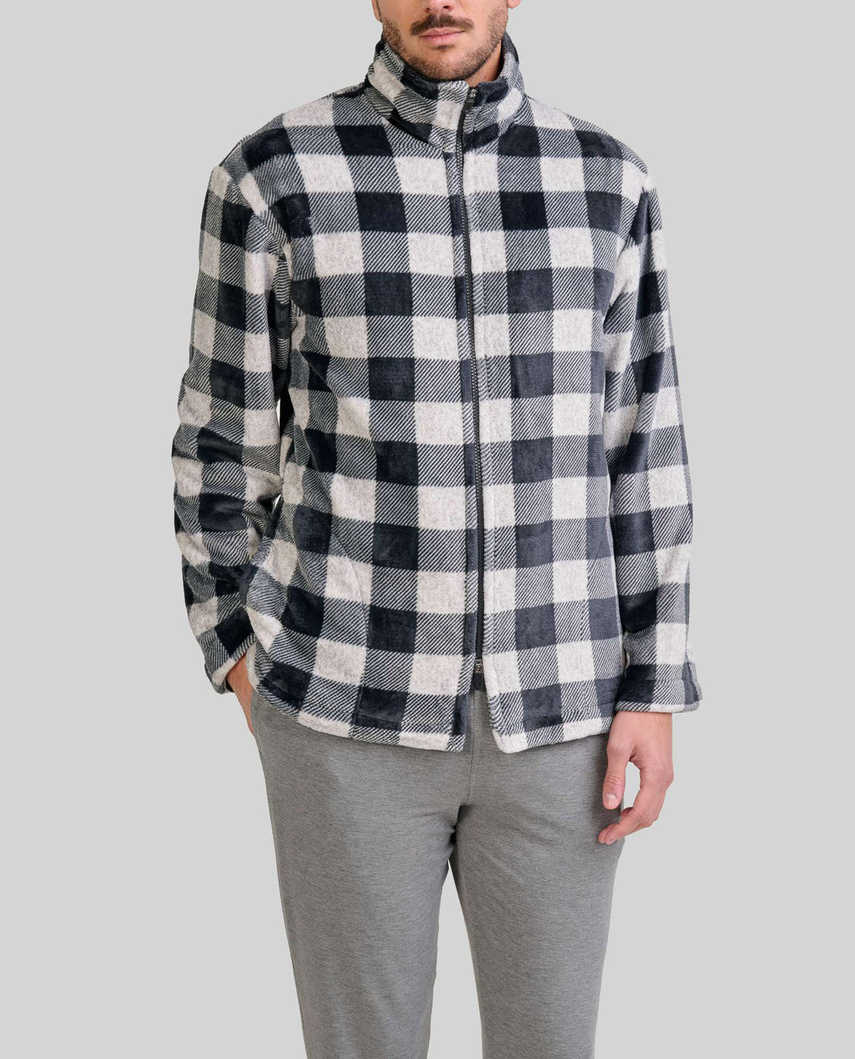✅ Bata hombre corta de cremallera a cuadros negros | LOHE ®