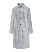 Bata de invierno de mujer gris Jacquard con dibujo espiga, abertura de botones, bolsillos laterales