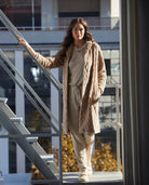 ✅ Bata larga abierta de mujer de invierno | Jacquard camel | LOHE ®